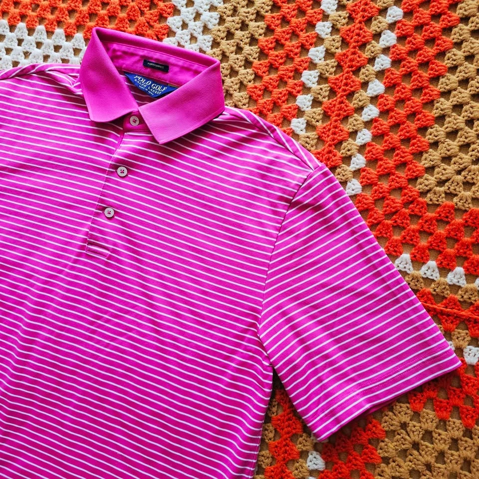 Ralph Lauren Polo Golf Pima Cotton Performance Pink Striped Mens - photo 3