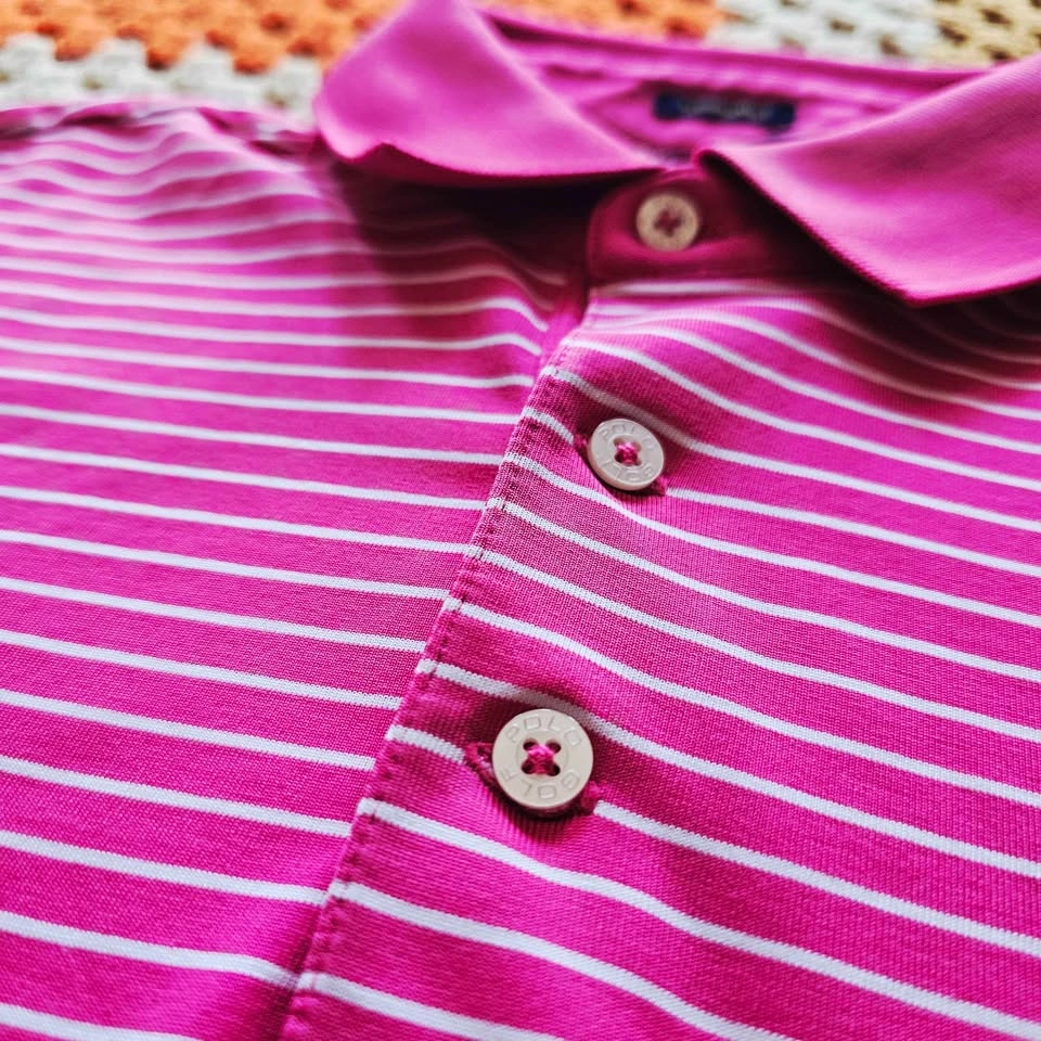 Ralph Lauren Polo Golf Pima Cotton Performance Pink Striped Mens - photo 5