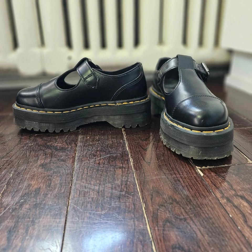 Size 7 Doc Martens Bethan Black Leather Platform Mary Jane - photo 2