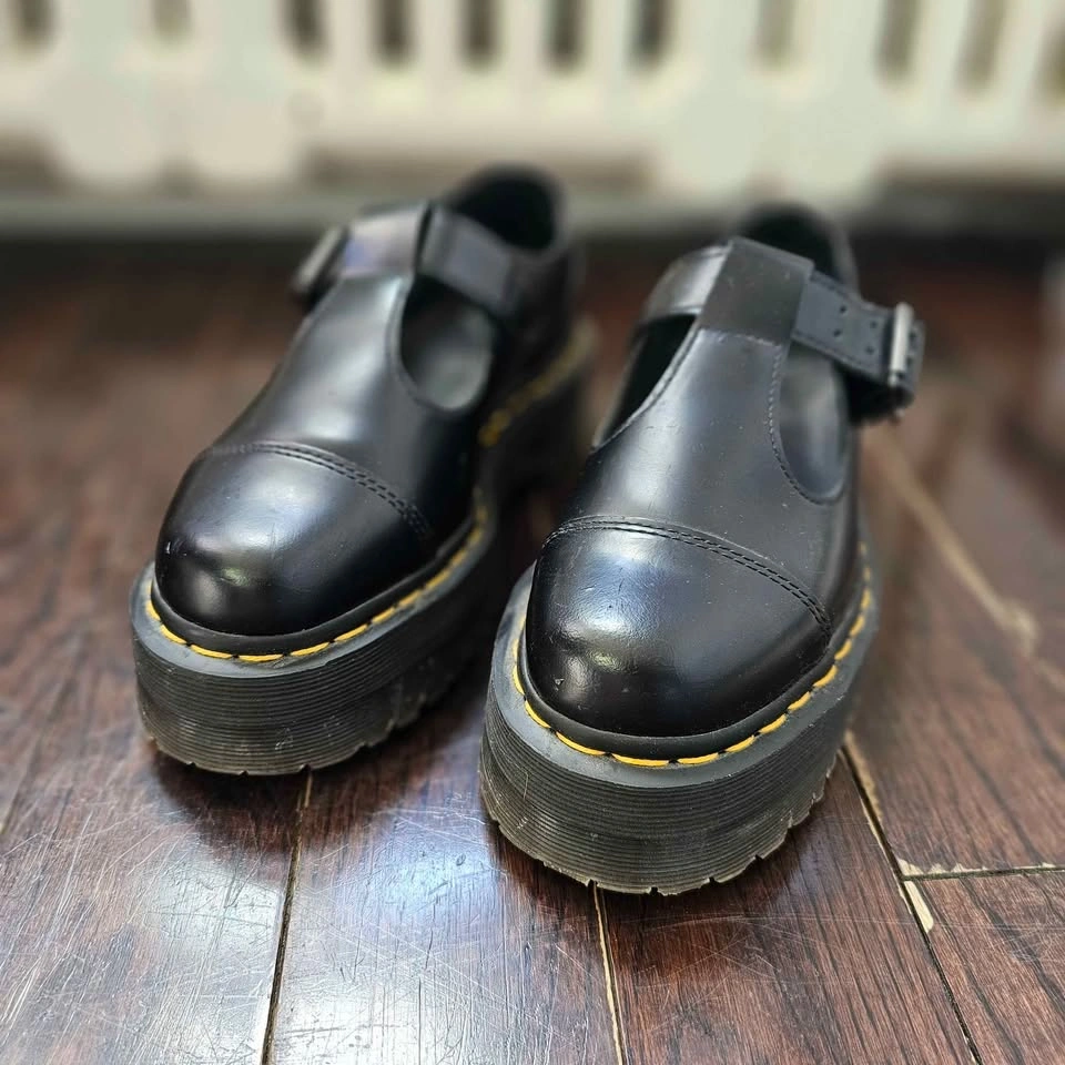 Size 7 Doc Martens Bethan Black Leather Platform Mary Jane - photo 3
