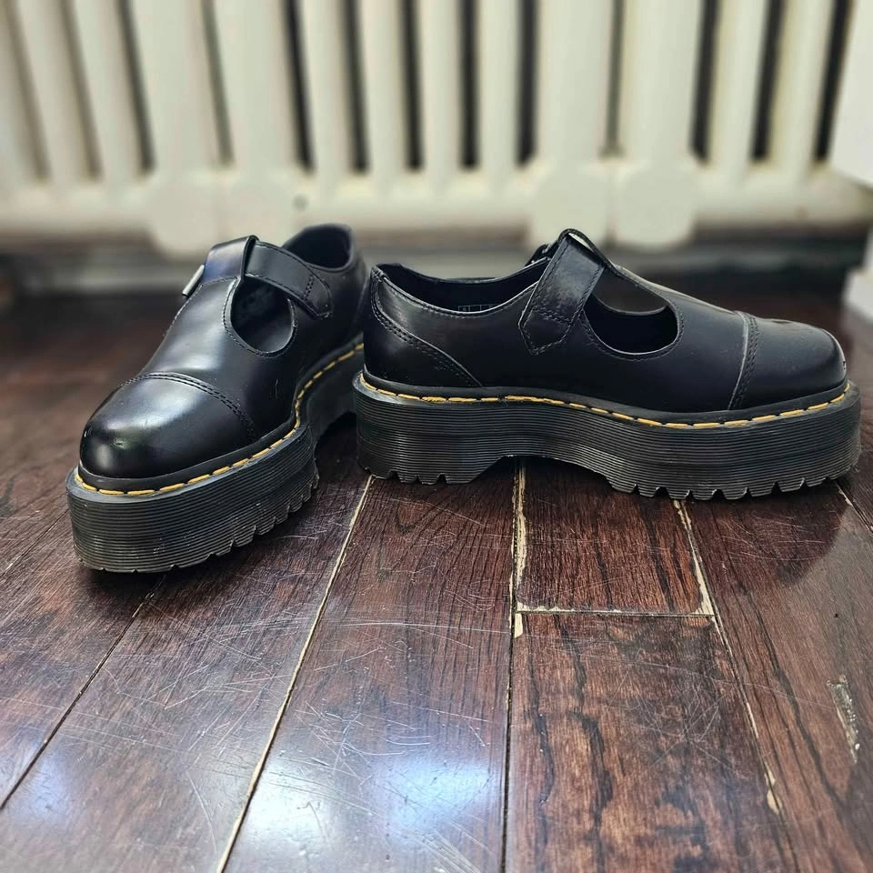 Size 7 Doc Martens Bethan Black Leather Platform Mary Jane - photo 4