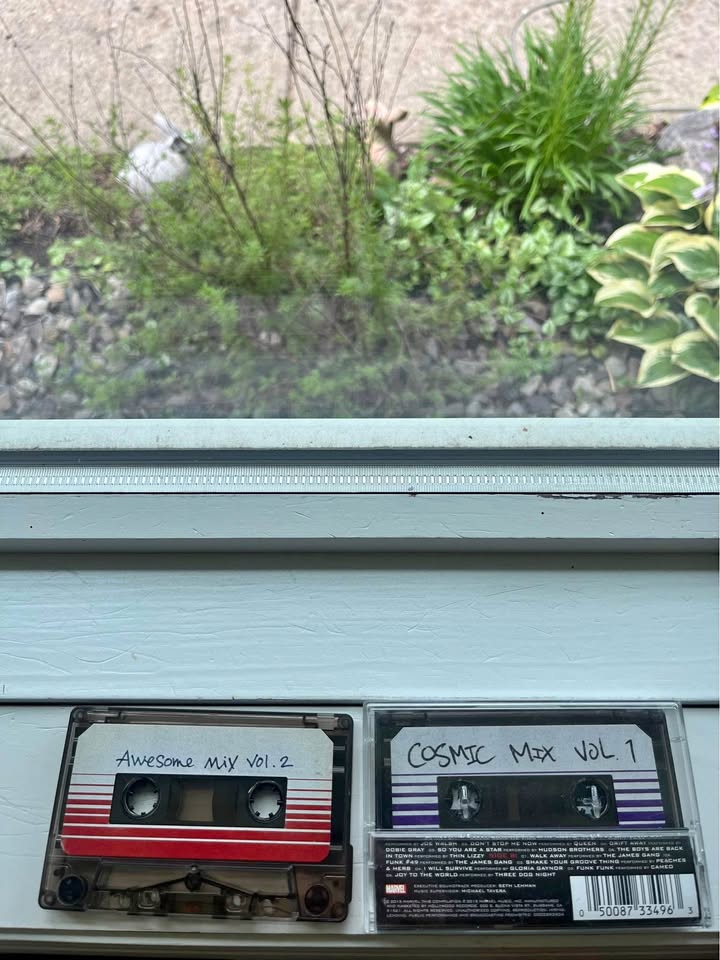 Two guardian of the galaxy casset tapes