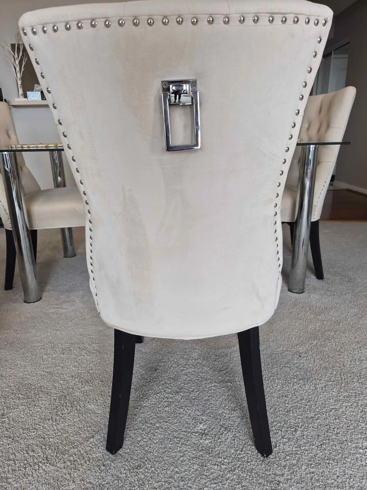 Glass Top Dining Table with 4 Tufted Chairs - photo 2