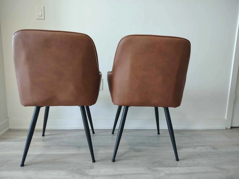 Textured Faux Leather and Metal Dining Chair - 2 chairs - photo 3