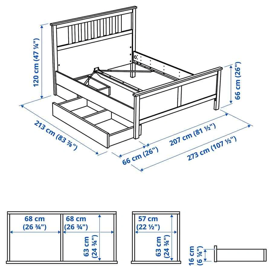 HEMNES Bed frame with 2 storage boxes(Ikea) - King bed - photo 4