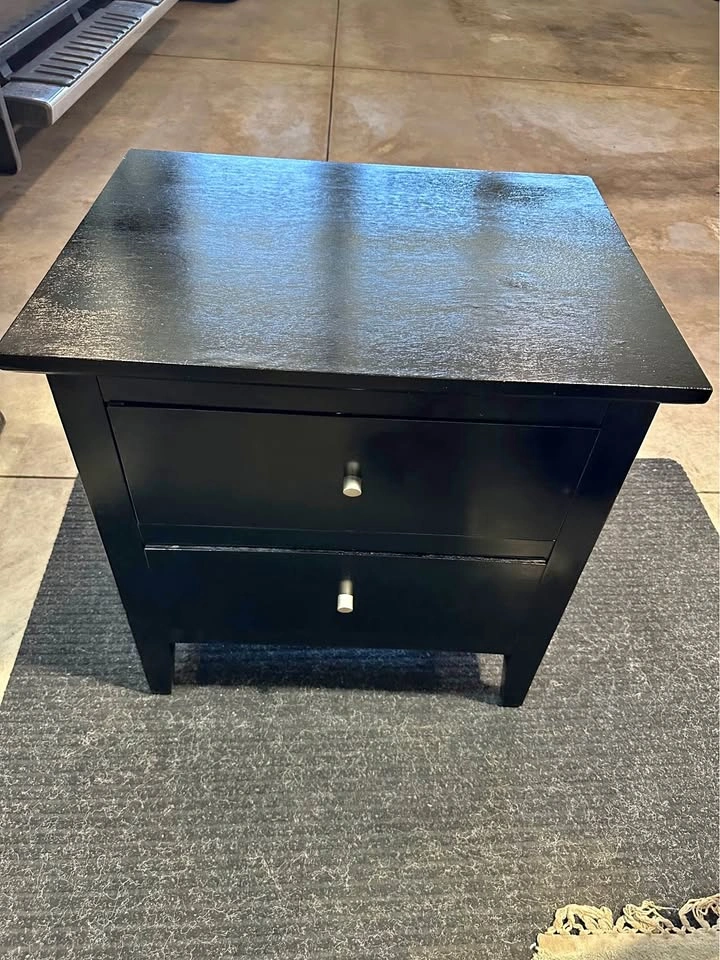 Black 2-Drawer Nightstand