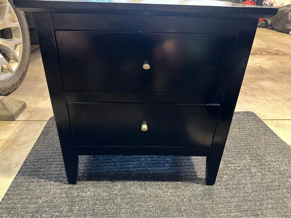 Black 2-Drawer Nightstand - photo 4