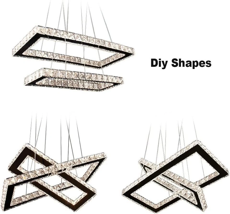 Modern 20.5'' LED Dimmable 2-Ring Crystal Chandelier - photo 2