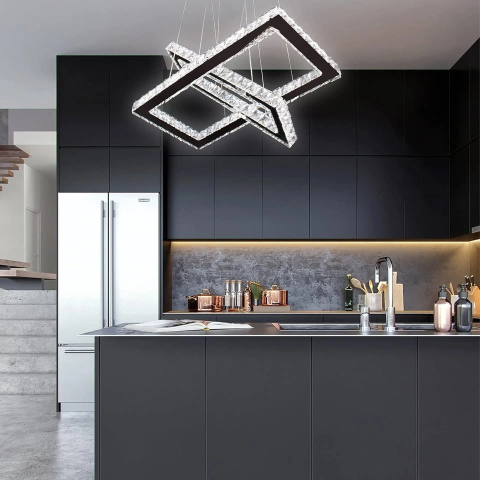 Modern 20.5'' LED Dimmable 2-Ring Crystal Chandelier - photo 5