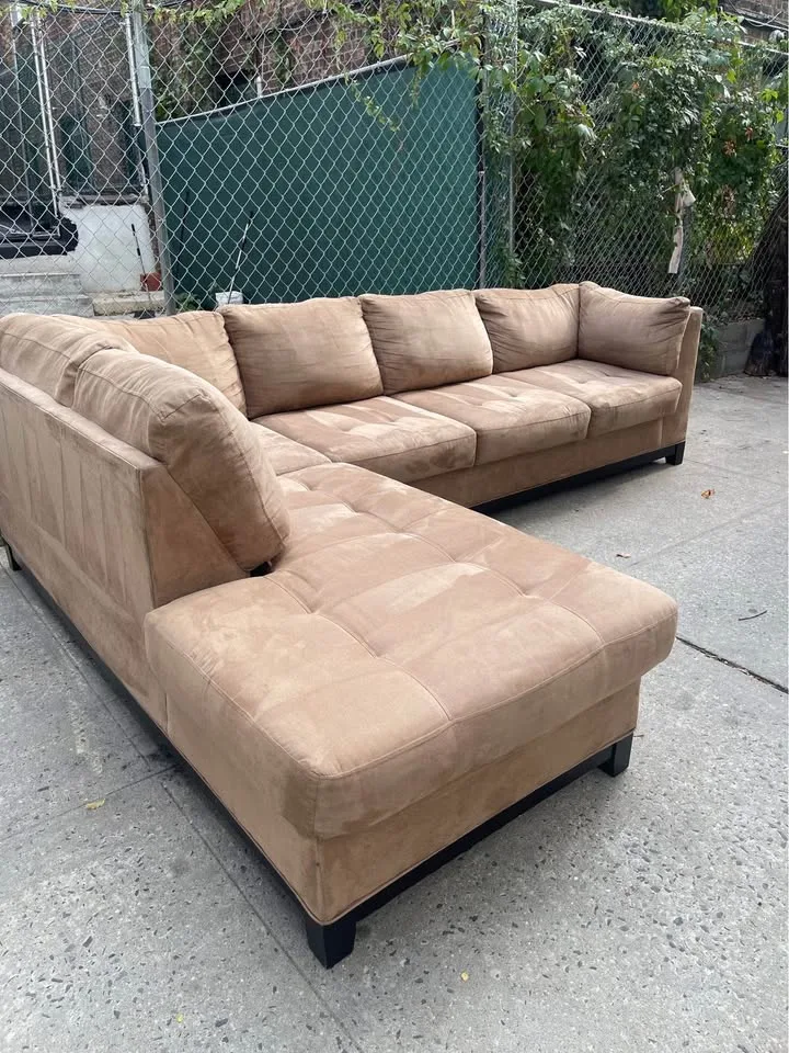 (ASK about delivery) Large Brown Sectional Sofa Chaise image indicator(2)