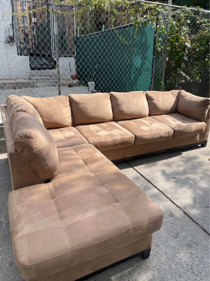 (ASK about delivery) Large Brown Sectional Sofa Chaise image indicator(3)