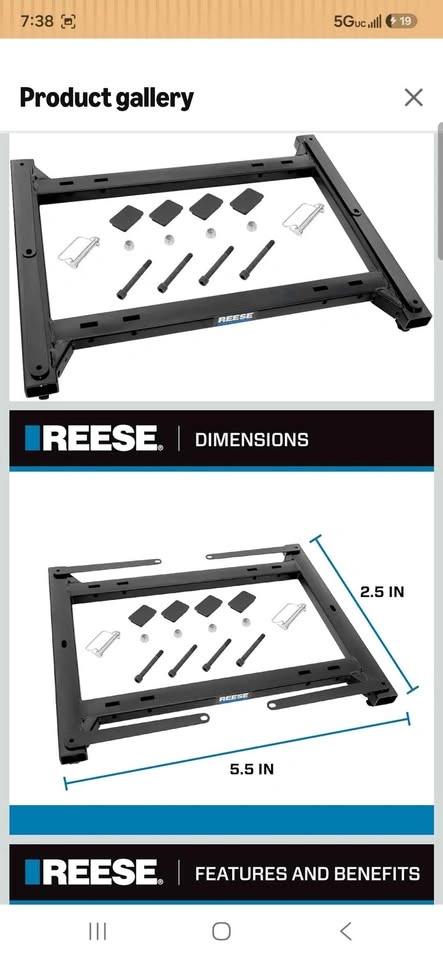 Reese 30154 Rail Kit Mounting Adapter for RAM - photo 3