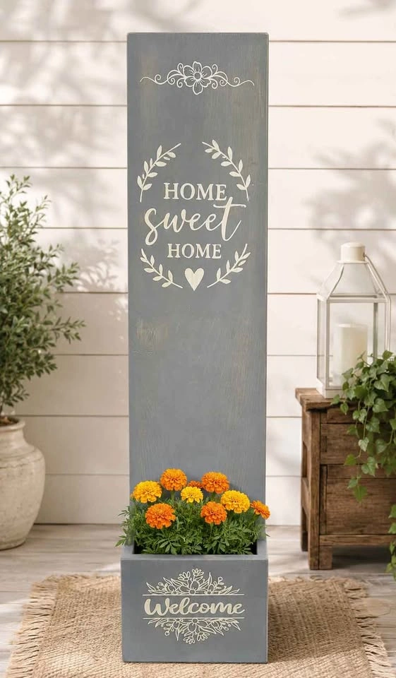 Porch Planter Welcome Sign Home Sweet Home Decor