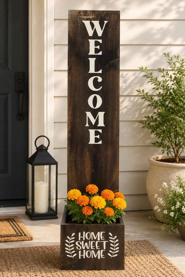 Porch Planter Welcome Sign Home Sweet Home Decor - photo 3