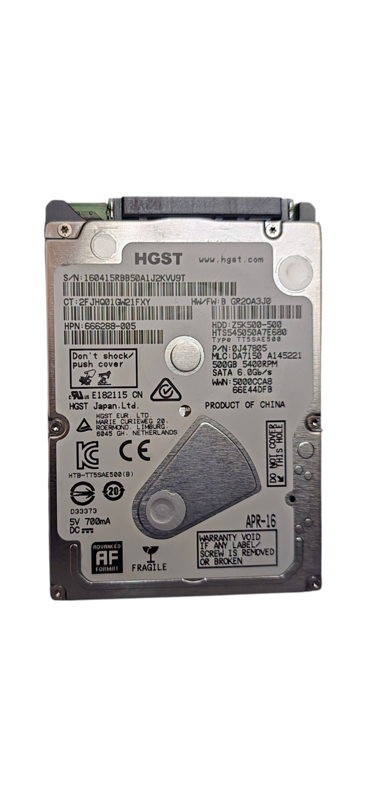 Used 500GB SATA 2.5-inch Internal Hard Drive