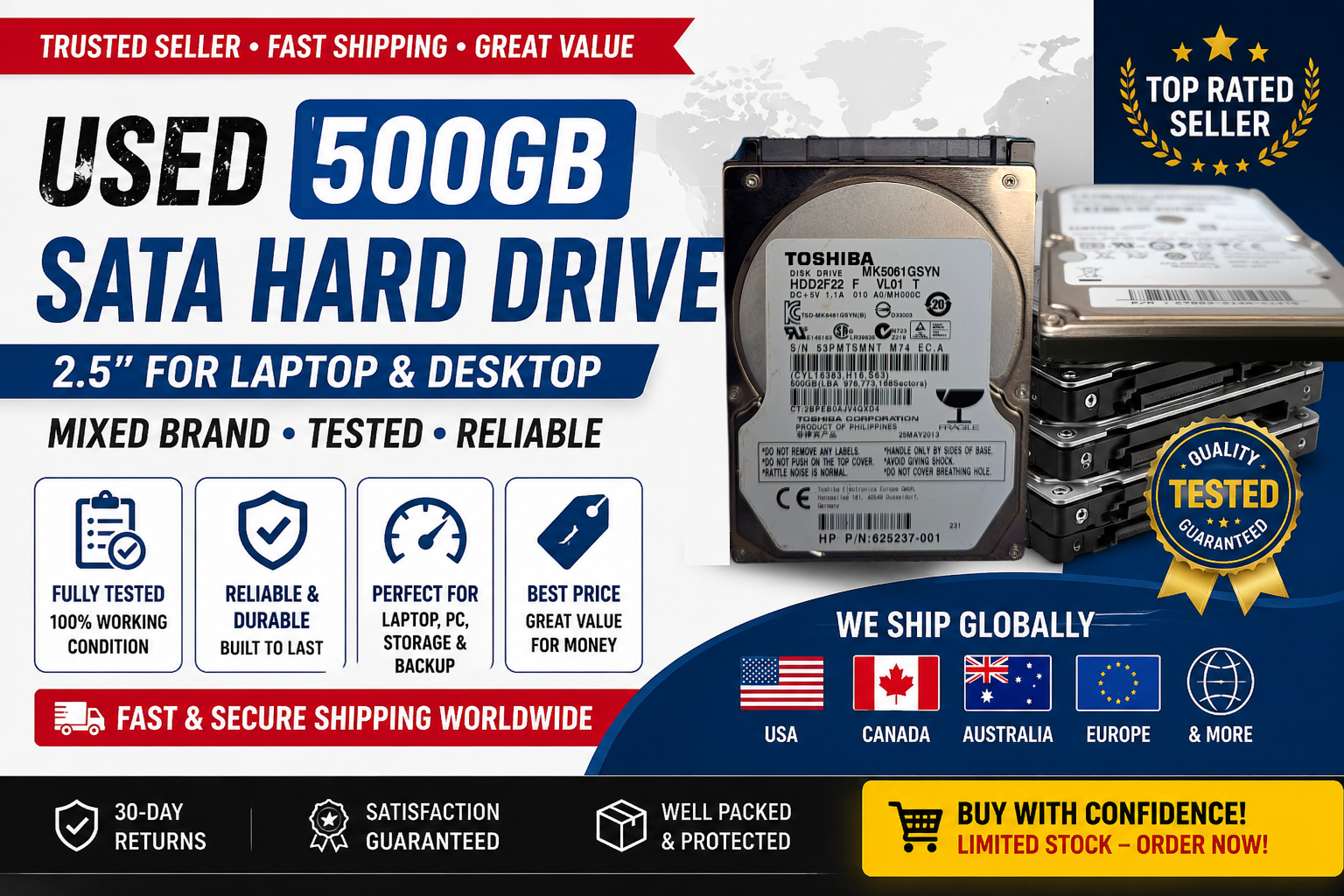 Used 500GB SATA 2.5-inch Internal Hard Drive - photo 2