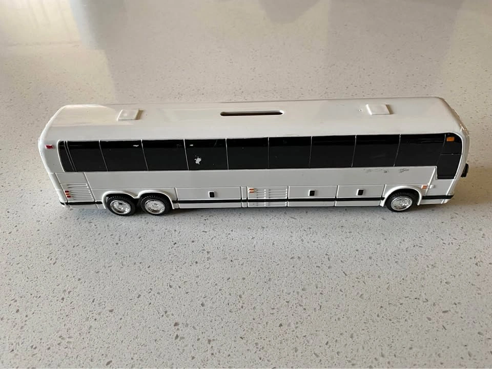 Coach Bus Piggy Bank – White Collectible Coin Bank