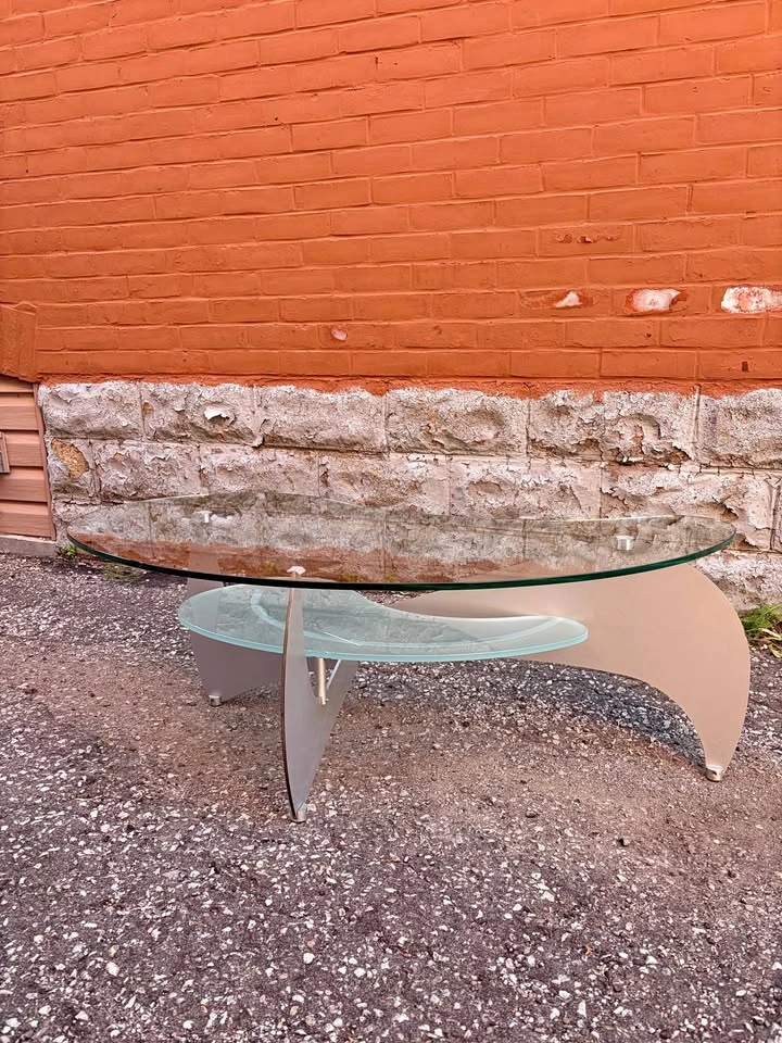 Postmodern Glass Coffee Table w/Frosted Glass Shelf