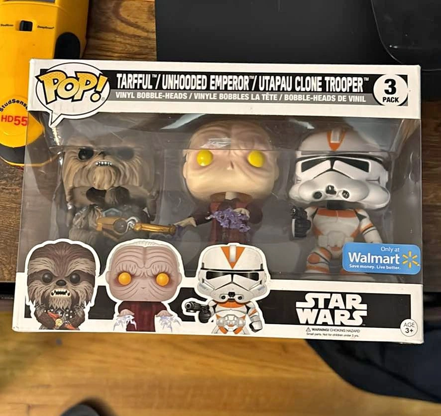 Tarful, Unhooded Emperor, and Utapau Clone Trooper Funko Set