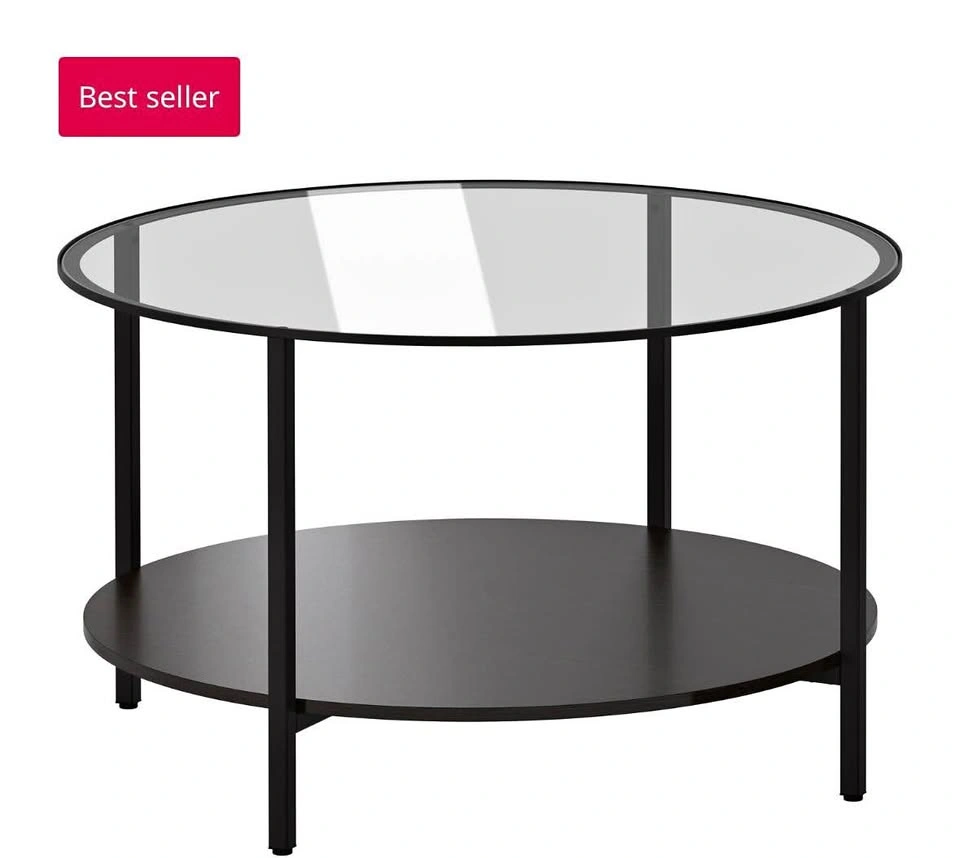 IKEA VITTSJÖ Glass Coffee Table (Black-Brown, 75 cm)