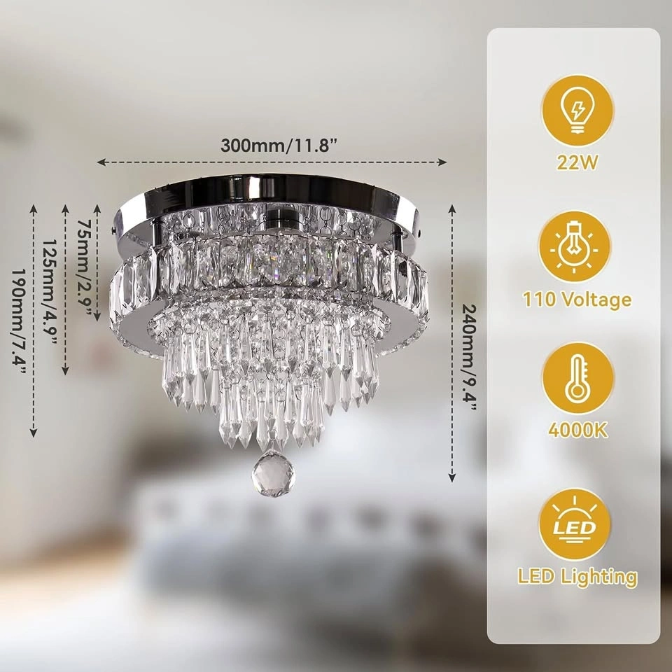 11.8" Dimmable Modern LED Crystal Chandelier