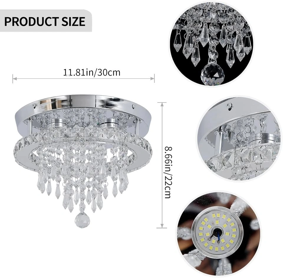 11.8" Dimmable Modern LED Crystal Chandelier - photo 3