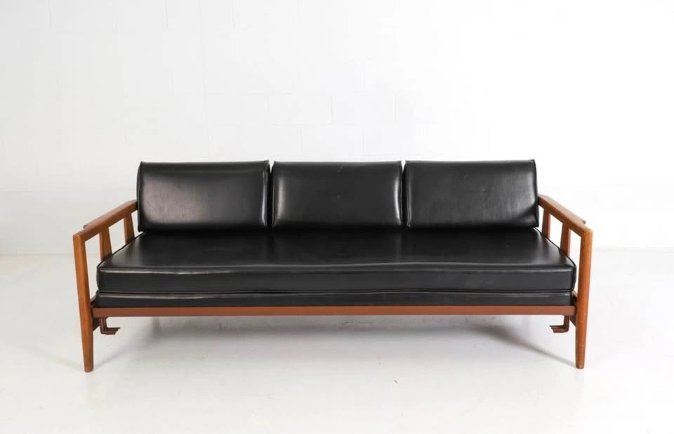Vintage Walnut Frame Mid-Century Modern Heywood Wakefield Sofa