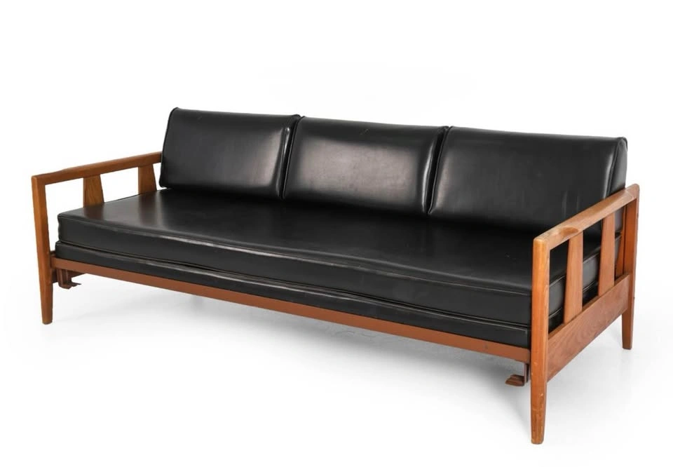 Vintage Walnut Frame Mid-Century Modern Heywood Wakefield Sofa - photo 2