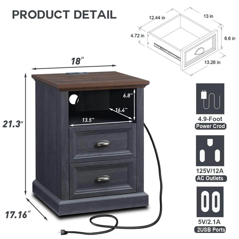Brand New-Nightstand with Charging Station - photo 2