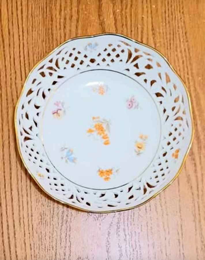 Unique New German Schumann Reticulated Porcelain Bowl