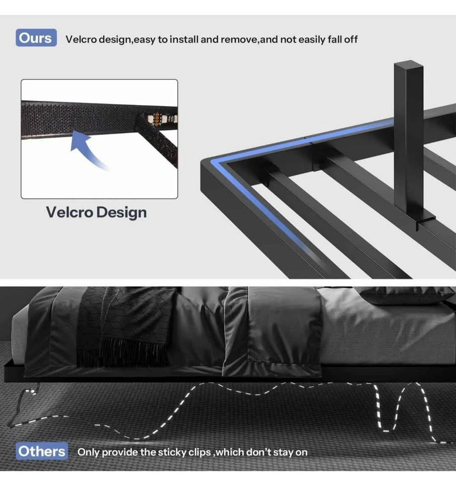 Queen Floating Bed Frame with Storage Headboard and Charging Sta - photo 3
