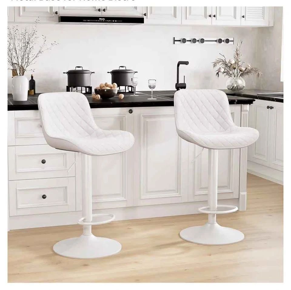 Set of 2 White Bar Stools - Mid-Century Modern (Brand New)