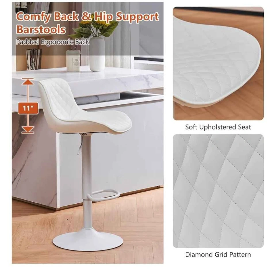 Set of 2 White Bar Stools - Mid-Century Modern (Brand New) - photo 4