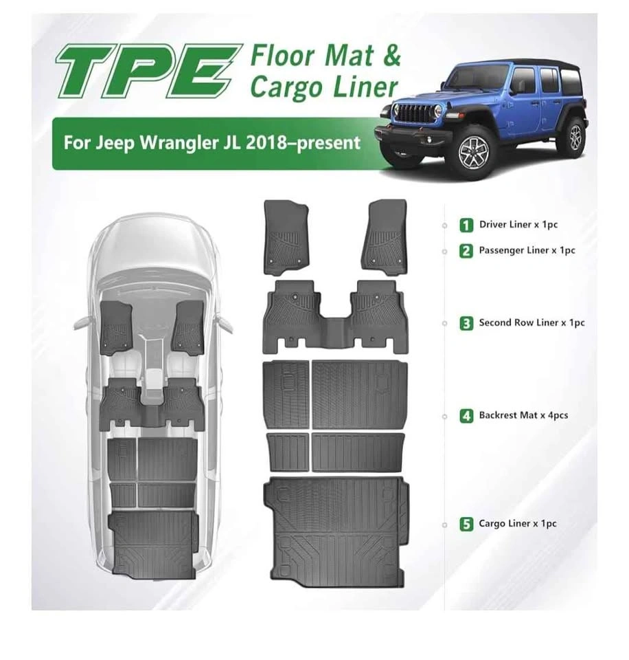 Brand New Jeep Wrangler JL 4-Door Floor Mats + Cargo Liner - photo 3