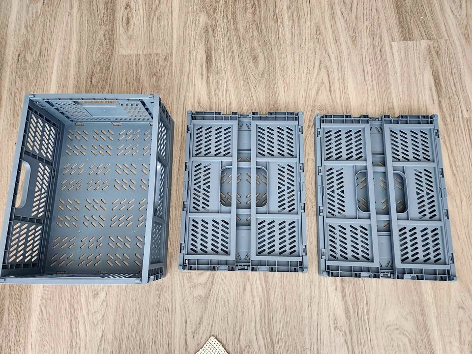 Set of 3 Foldable Storage Crates – Blue