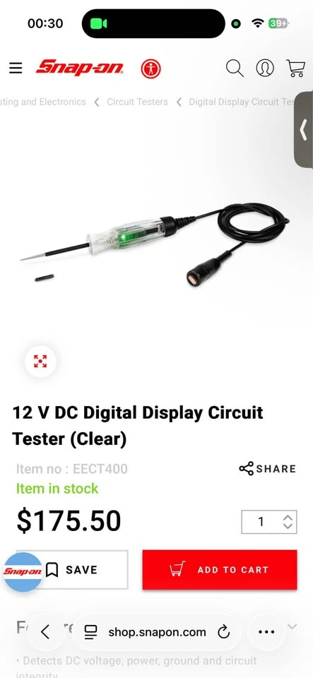 Snap on digital test light probe - photo 3