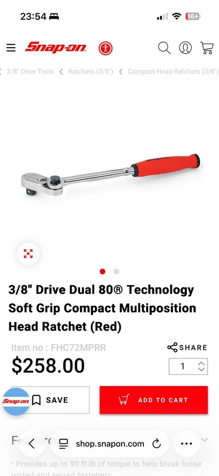 Snap on ratchet 3/8 multiposition compact head - photo 2