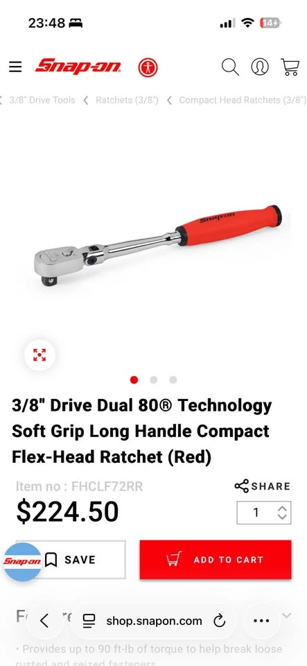 Snap-on 3/8" Drive Ratchet Set - Flex-Head, Long Handle, Stubby - photo 2