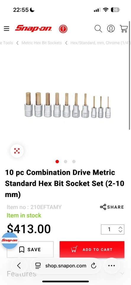 Snap-on hex bit socket set (2-10mm) - photo 2