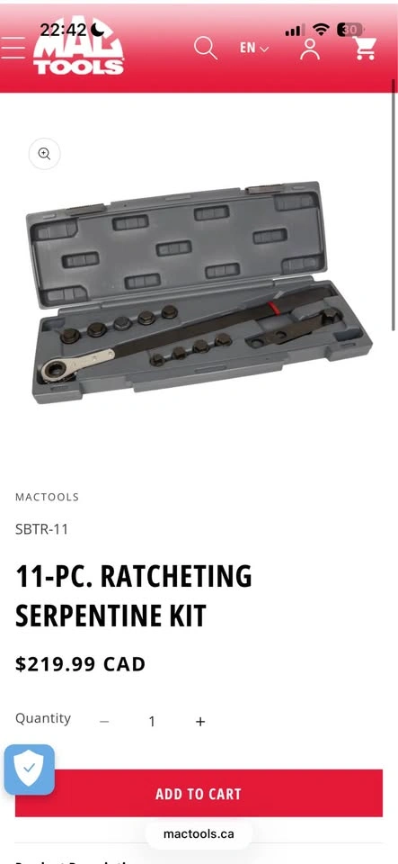 Serpentine belt kit tool (Mac Tools) - photo 3