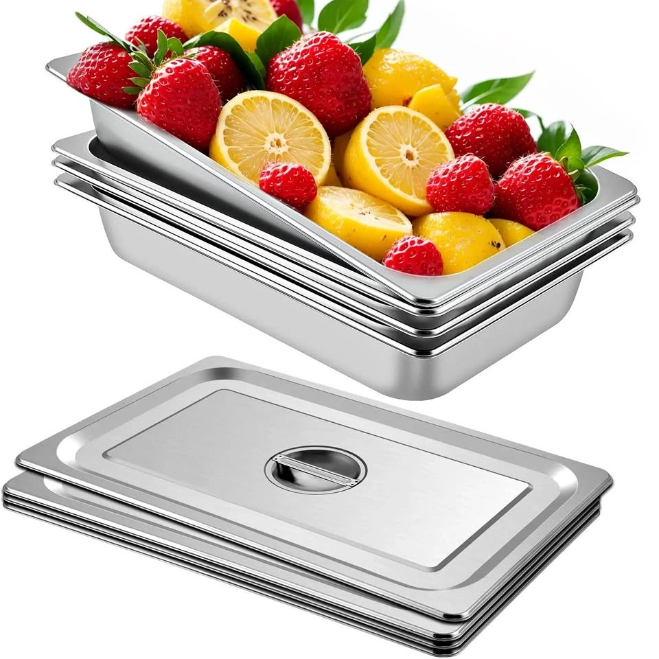 VEVOR 4 Pack Full Size Steam Table Pans - 20.9 x 12.8 x 3.9"