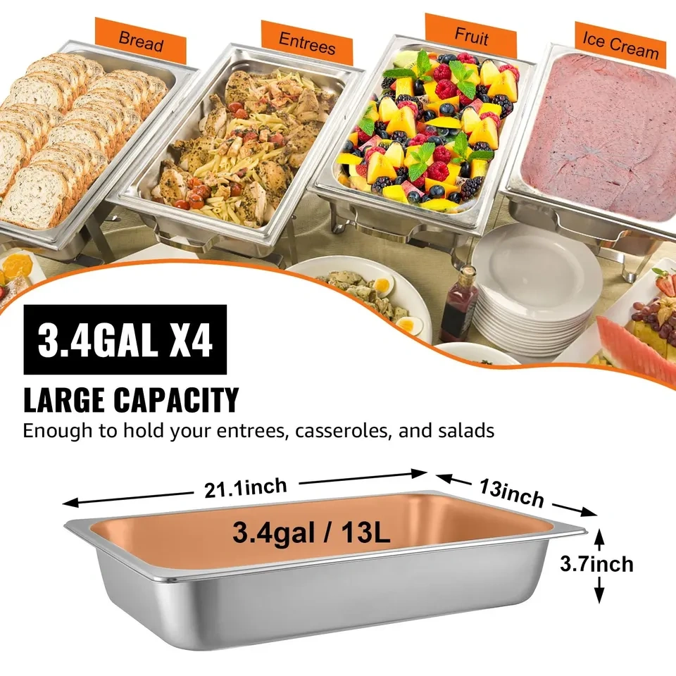 VEVOR 4 Pack Full Size Steam Table Pans - 20.9 x 12.8 x 3.9" - photo 4