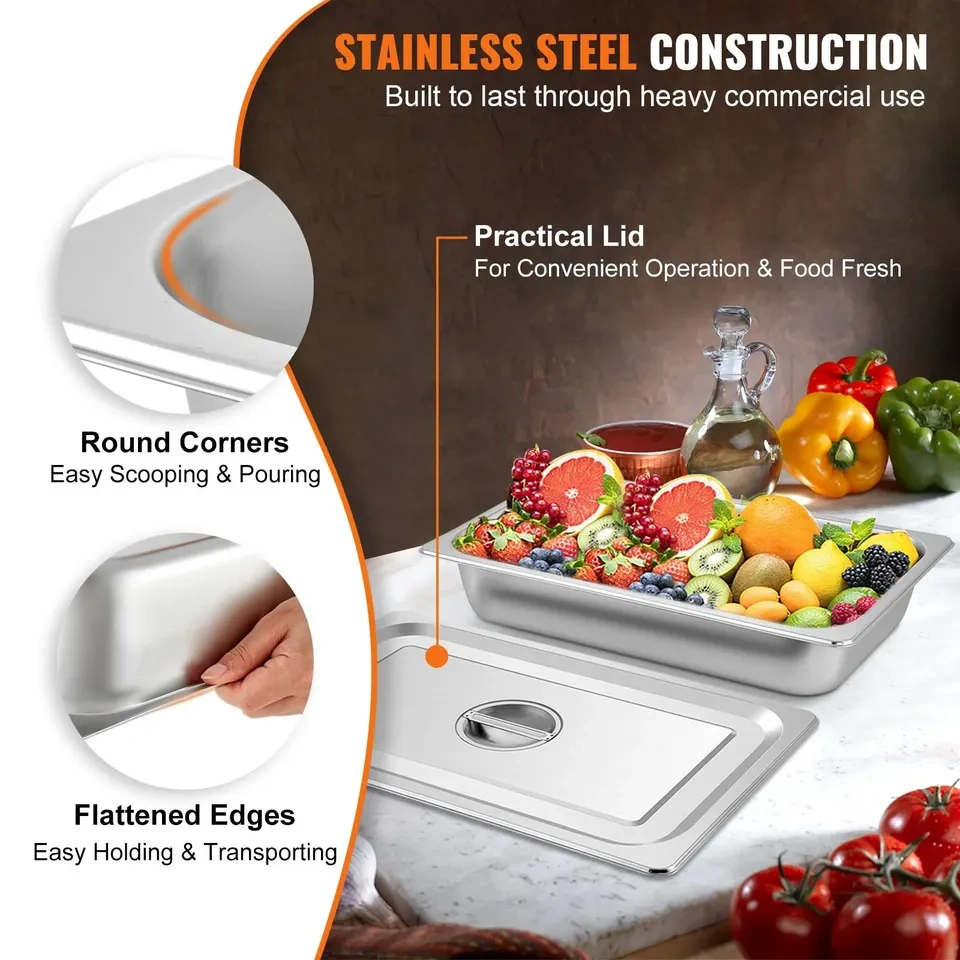 VEVOR 4 Pack Full Size Steam Table Pans - 20.9 x 12.8 x 3.9" - photo 5