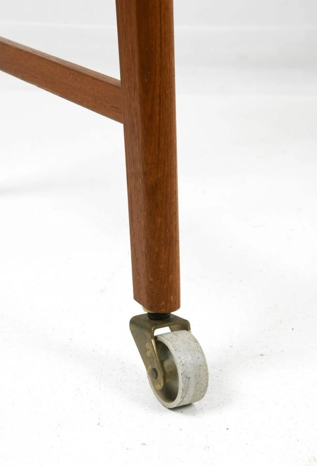 Vintage ATTR Povl Dinesen Teak & Rattan 1970s Sewing Table - photo 2