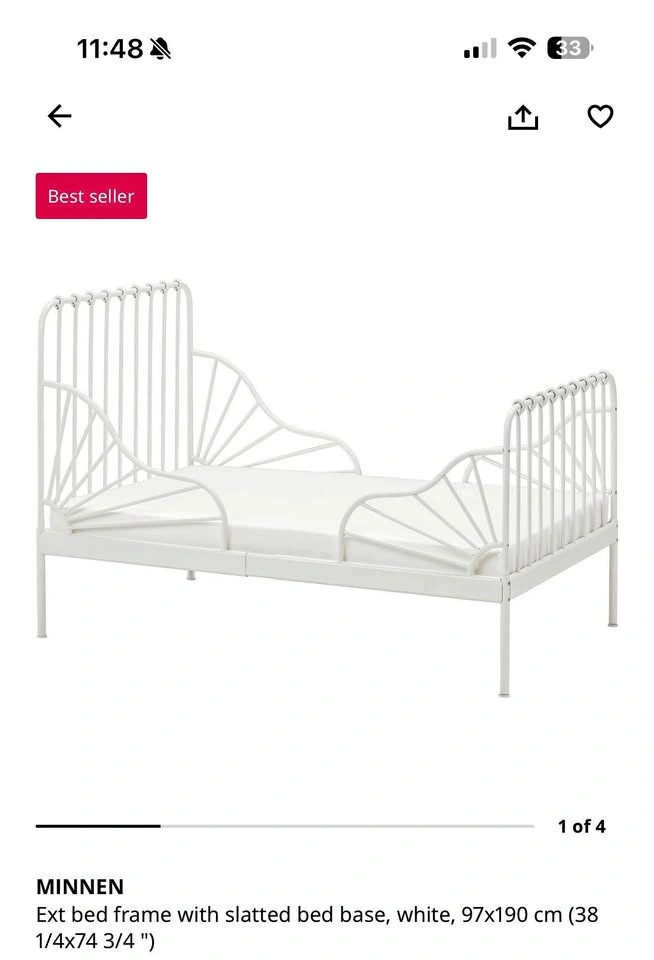 IKEA Minnen Bed, Three Sizes Adjustable