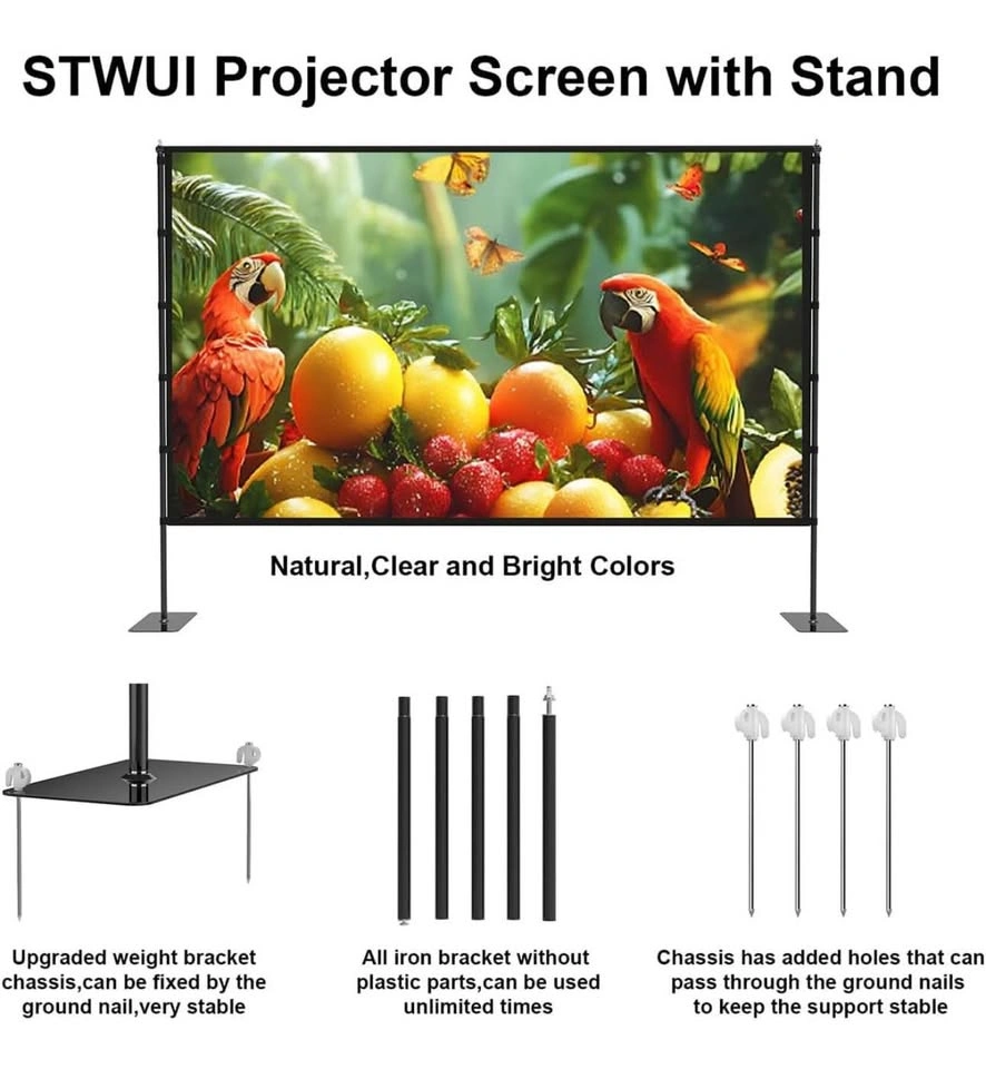 STWUI 100-Inch Portable Projector Screen with Stand - photo 5
