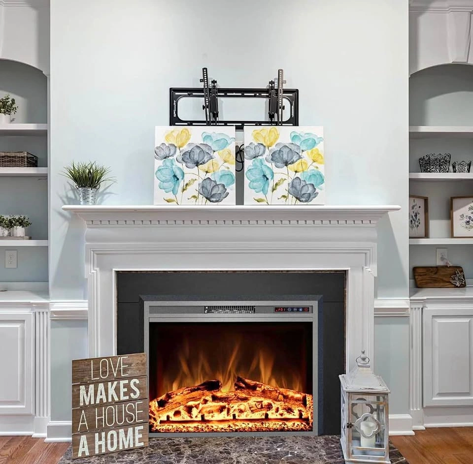 Electric Fireplace Trim Kit / Black Metal Fireplace Frame