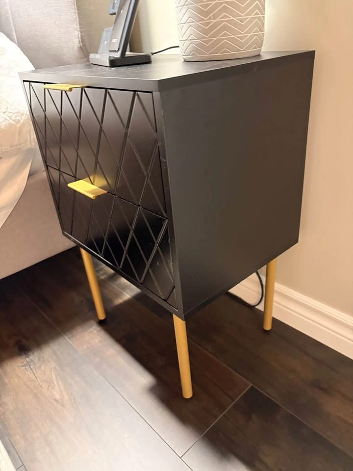 Two Black & Gold Night Stands - photo 2