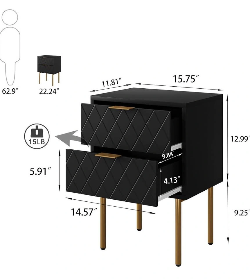 Two Black & Gold Night Stands - photo 3