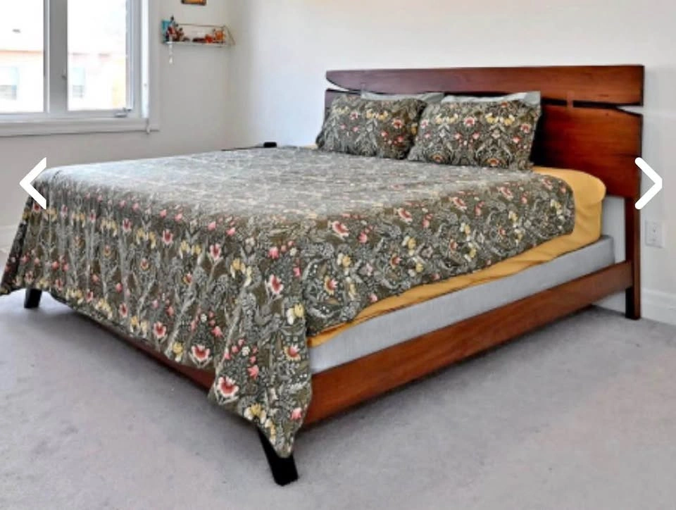Mid-Century Modern Wood Bedroom Set - Bed Frame and Dresser